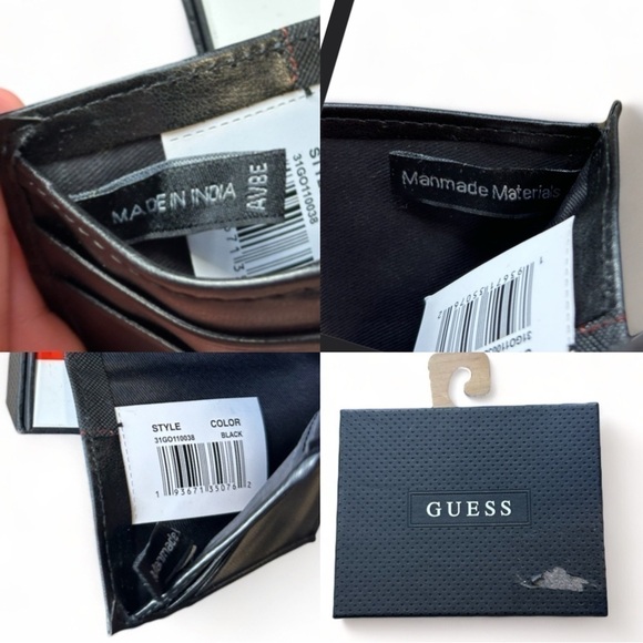NWT Guess Mens Trifold Leather Wallet / Clear ID Slot, 7 card slot, cash pocket - Picture 14 of 14